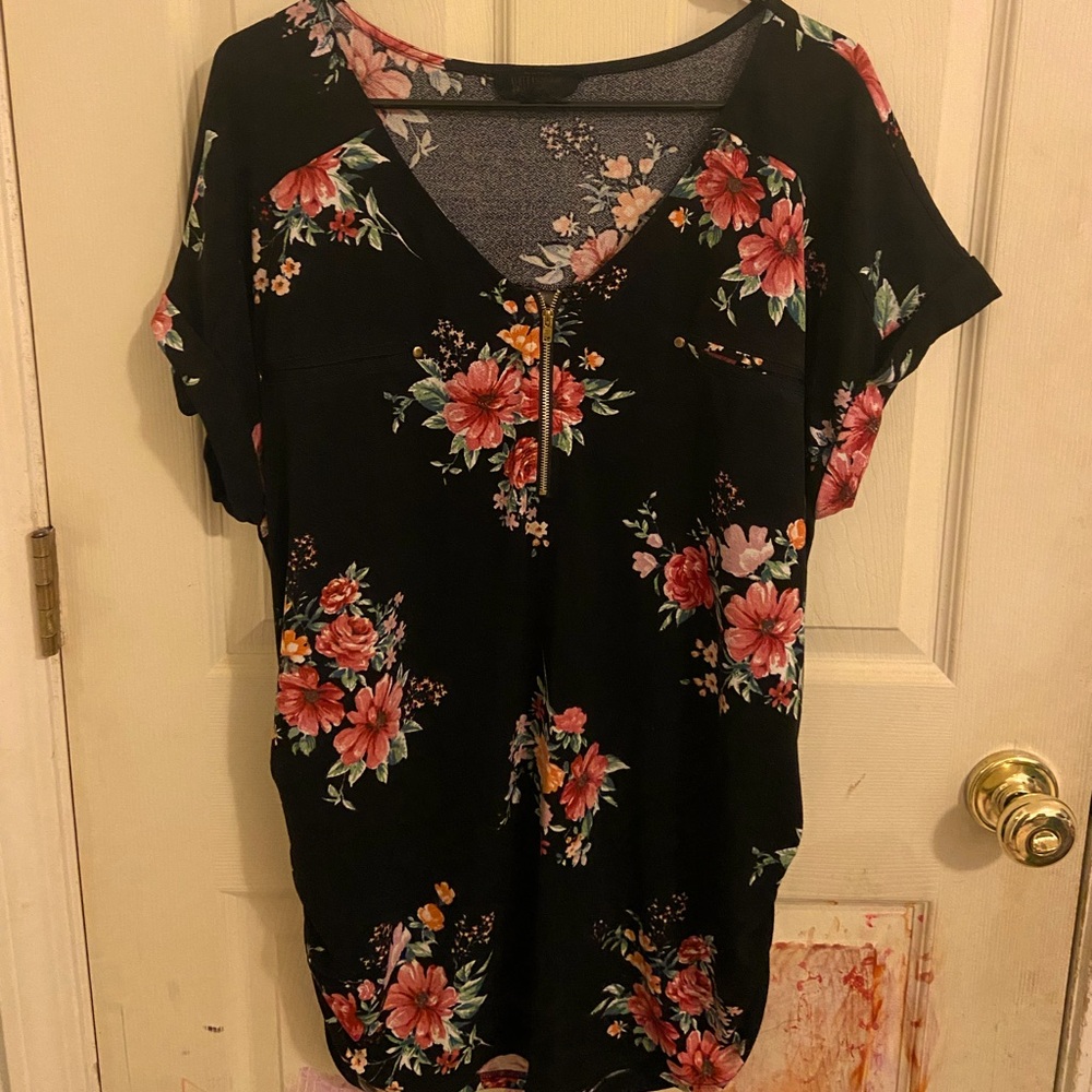 Women’s black floral blouse